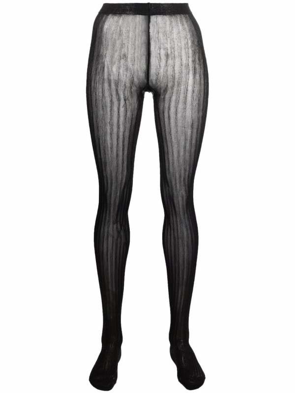 metallic-effect striped tights
