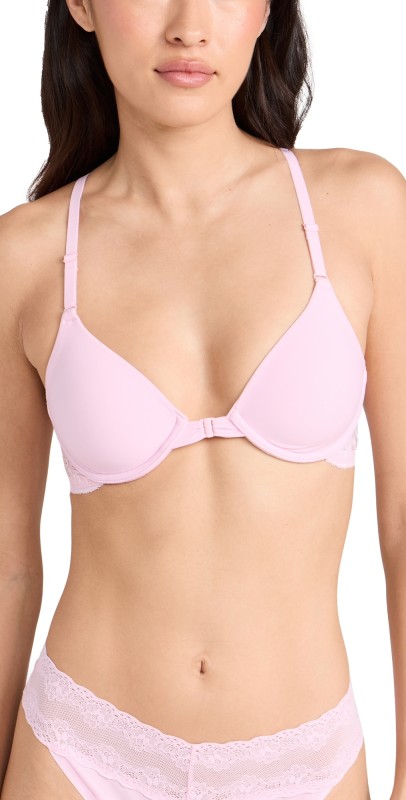 Natori Natori Lush Front Close Contour Underwire Bra Peony Pink/White