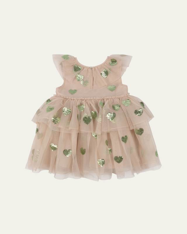 Girl's Yvonne Fairy Tiered Sequin Heart Dress, Size 18M-6