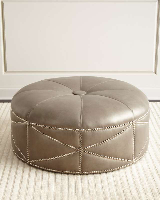 Hollander Round Leather Ottoman