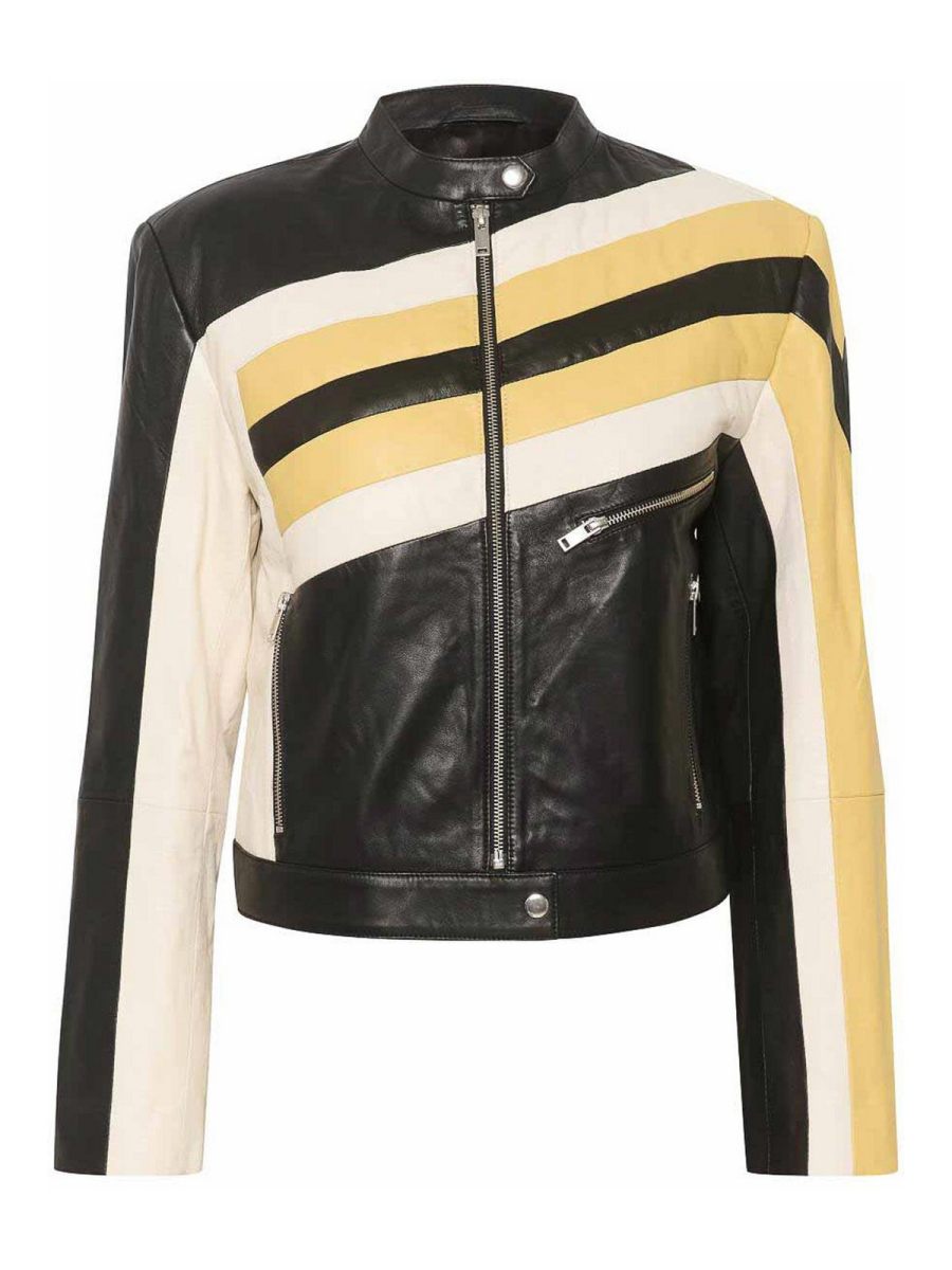 Gestuz Blouson En Cuir - Bleu
