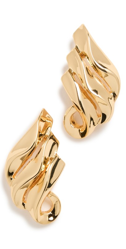 Kenneth Jay Lane Polished Gold Swirl Post Earrings Gold