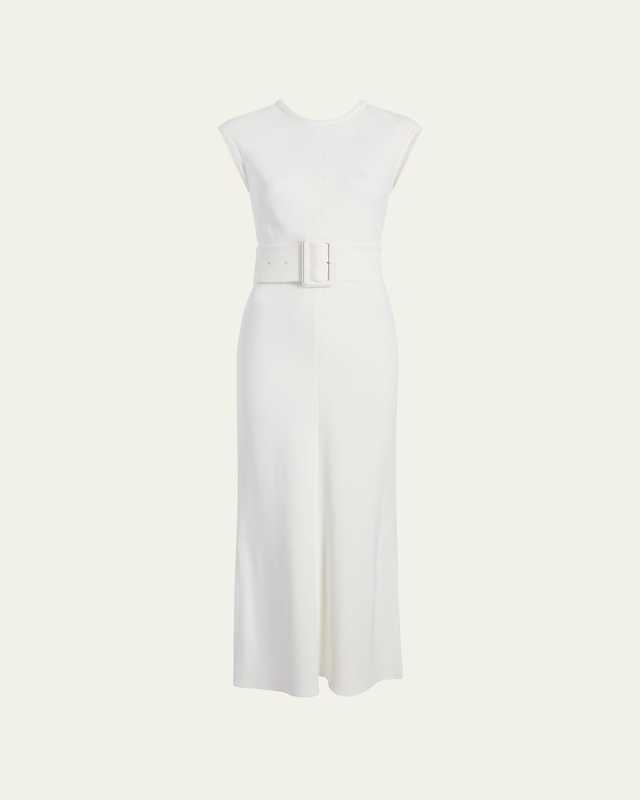Belted Bias Midi Dress
