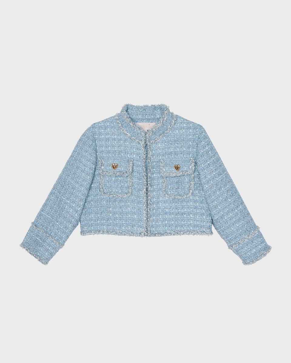 Girl's Aubazine Tweed Embellished Jacket, Size 4-11