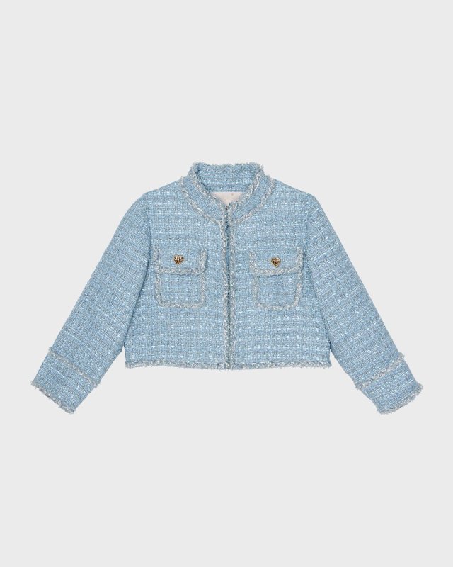 Girl's Aubazine Tweed Embellished Jacket, Size 4-11