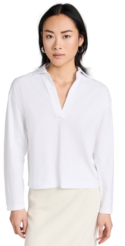 Vince Easy Long Sleeve Polo Black