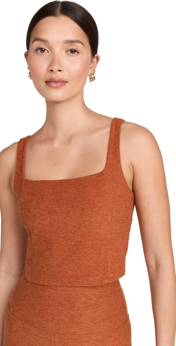 Beyond Yogapacedye Impress Cropped Tank Warm Clay Heather