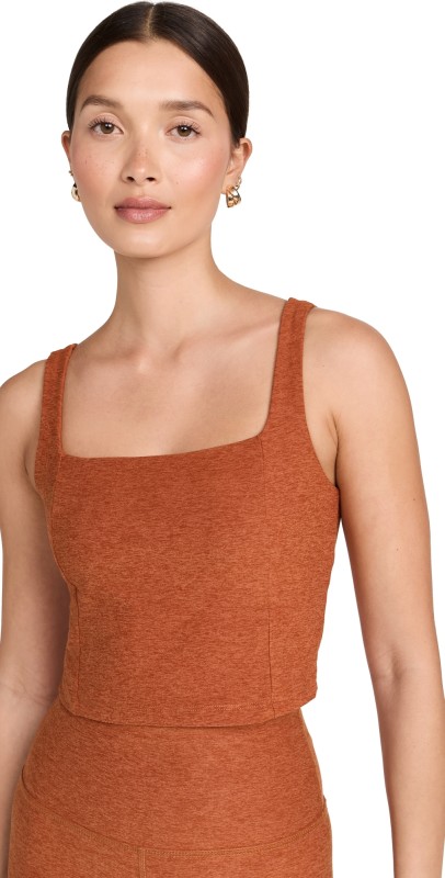 Beyond Yogapacedye Impress Cropped Tank Warm Clay Heather