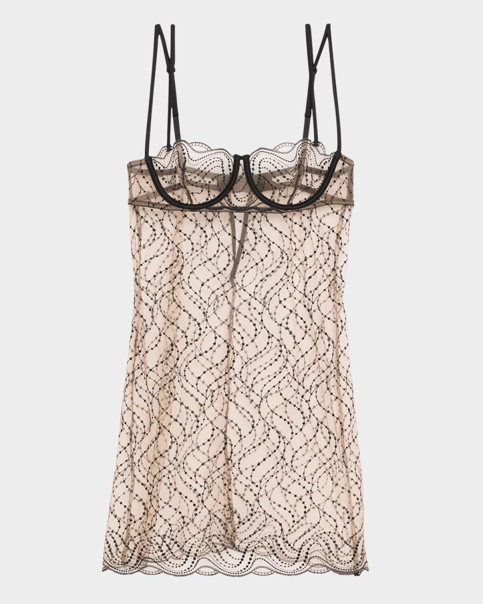Ondule Embroidered Mini Slip Dress