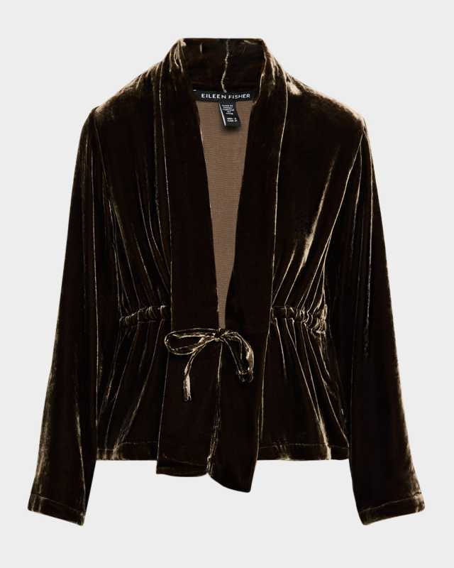 Drawstring Shimmer Velvet Jacket