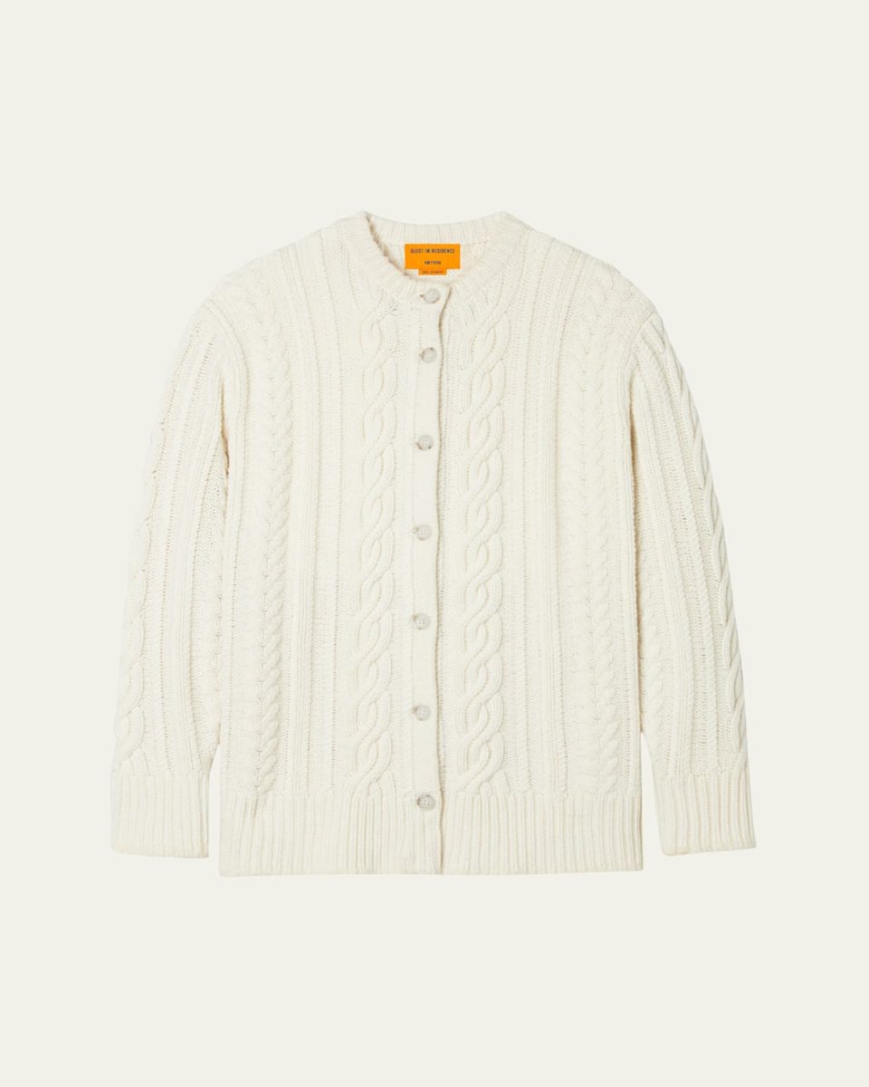 Rossella Cable Cashmere-Blend Cardigan