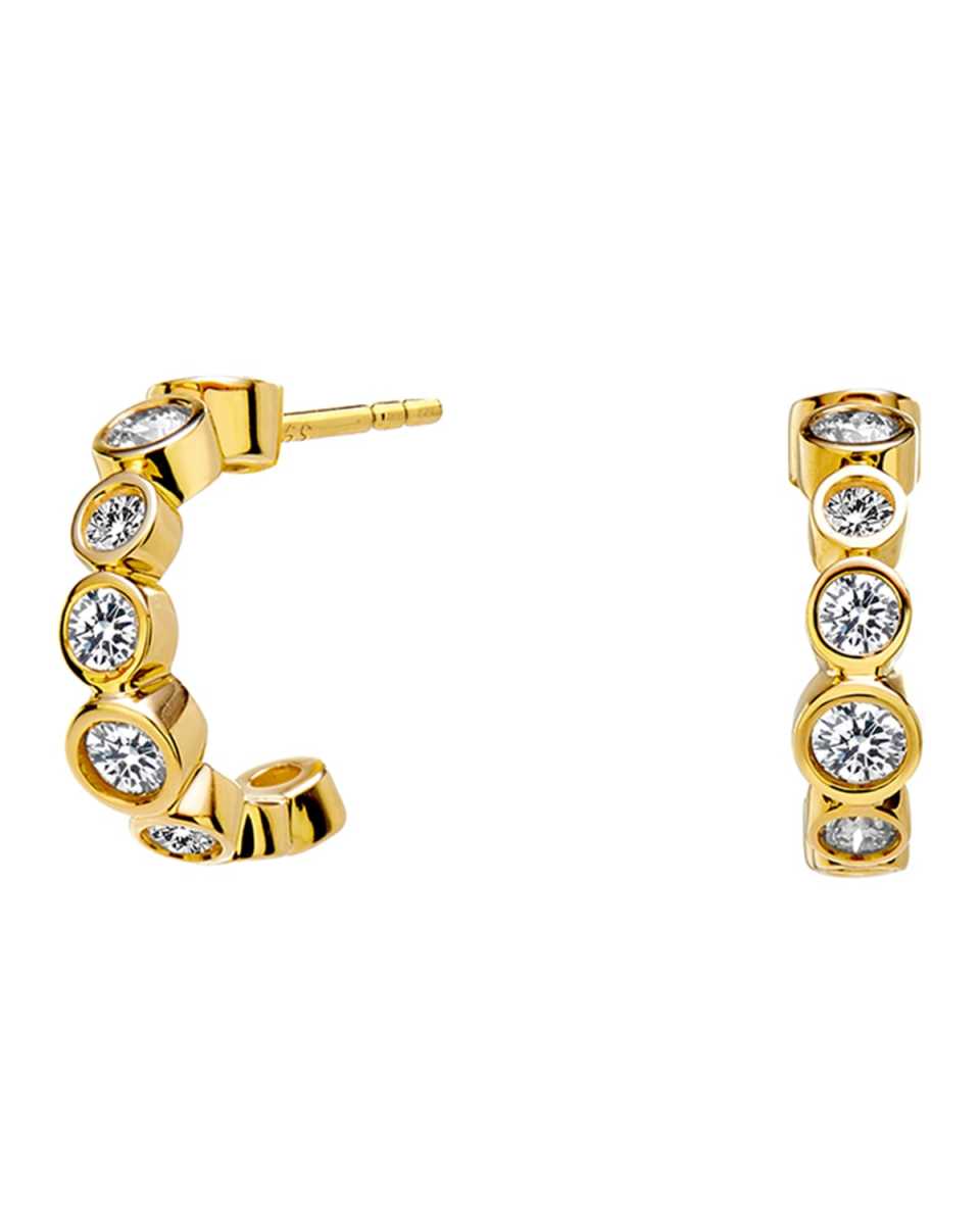 18K Gold Diamond Mini Hoop Earrings