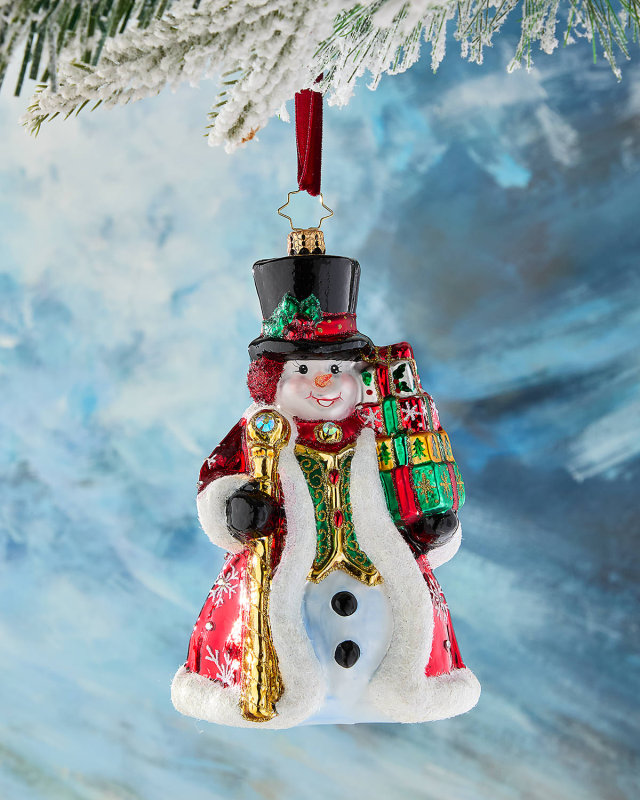 Gemstone Gentleman Snowman Christmas Ornament