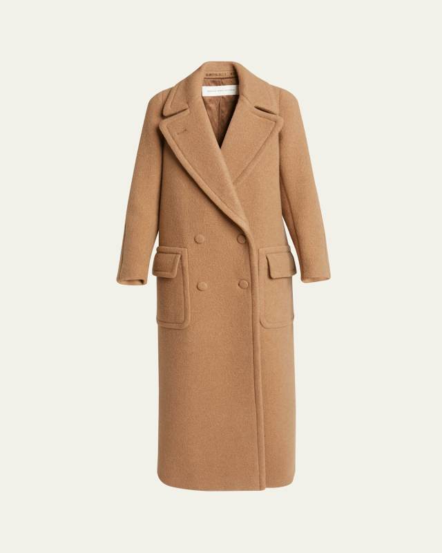Randia Long Double-Breasted Wool Coat