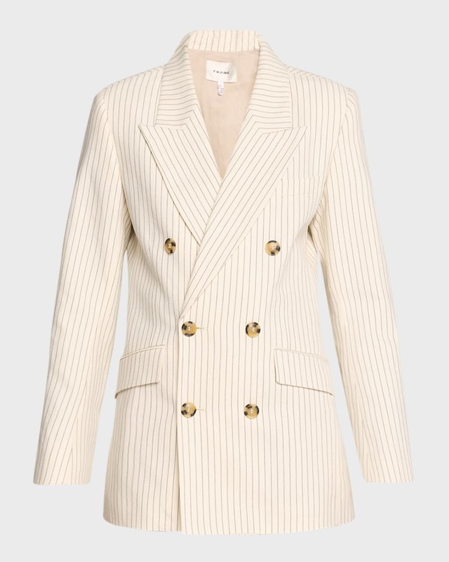 Pinstripe Double-Breasted Blazer