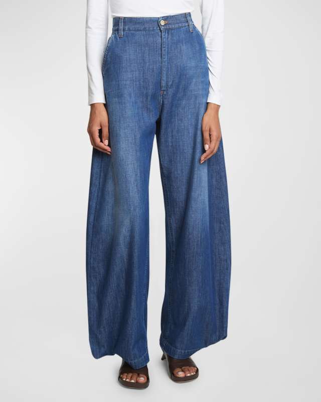 Balloon-Leg Denim Pants