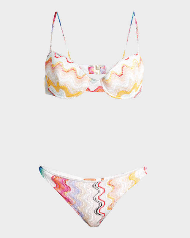 Zig-Zag Knit Two-Piece Bikini Set