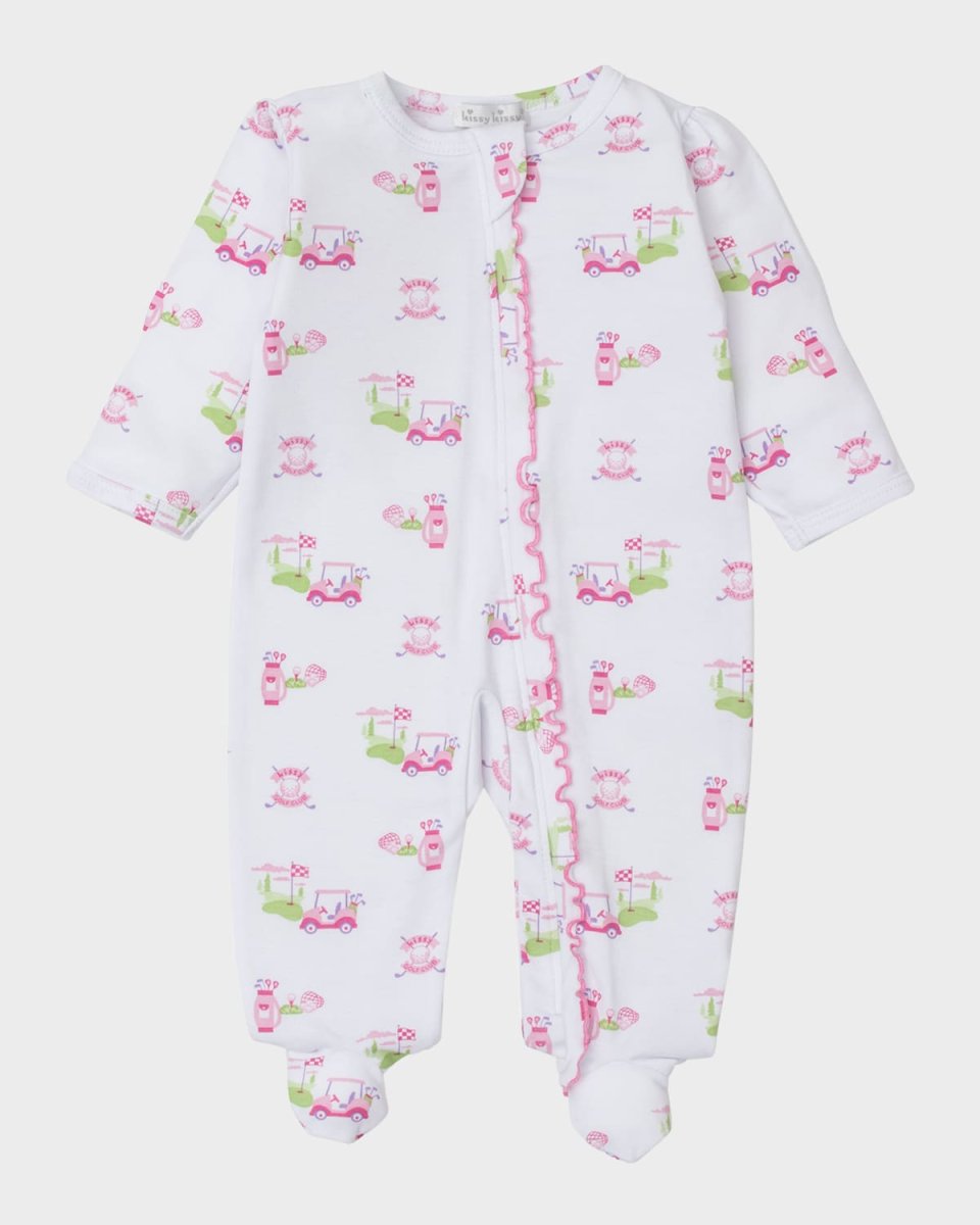 Girl's Golf Club Zip Footie, Size Newbor