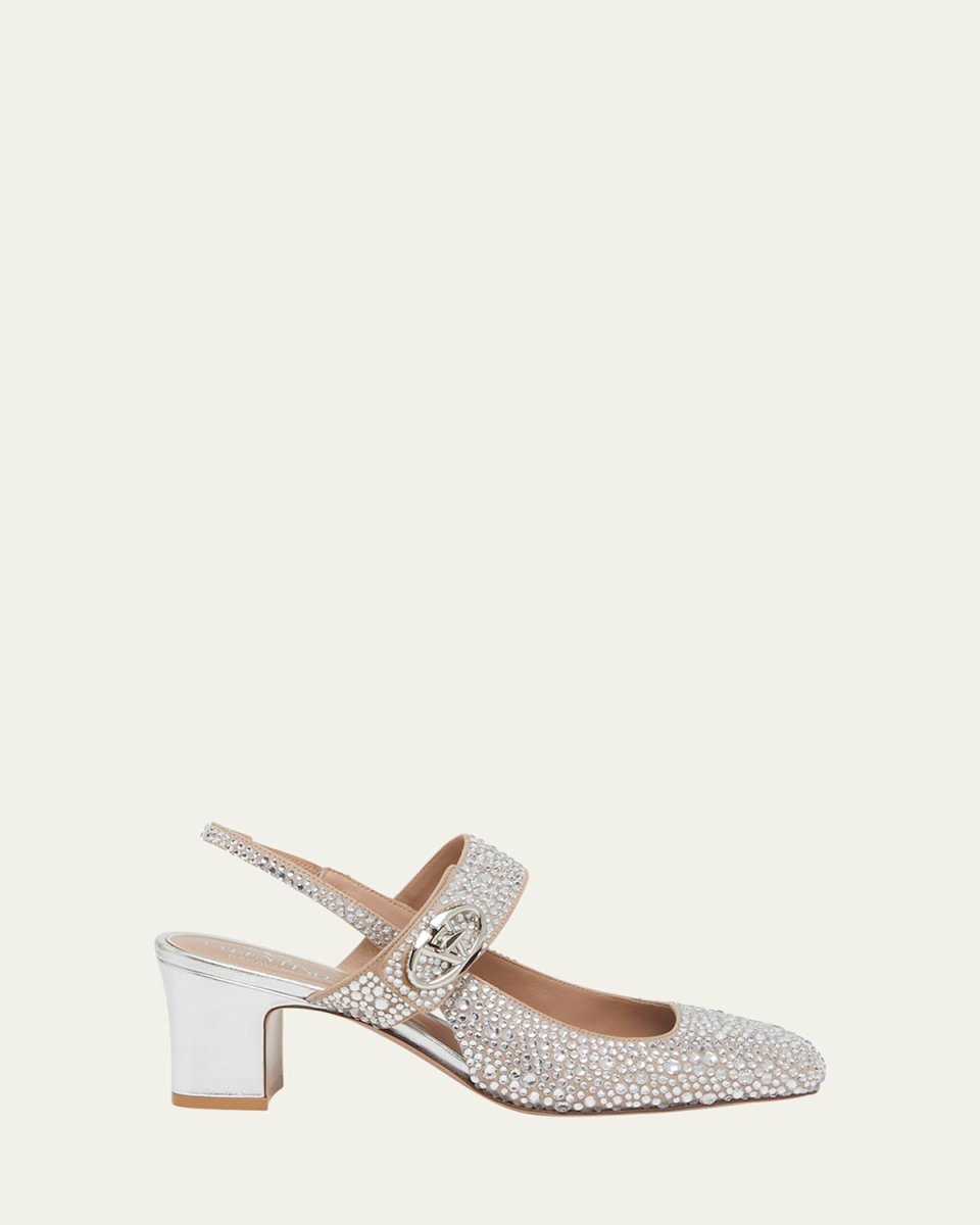 VLogo Medallion Crystal Slingback Pumps