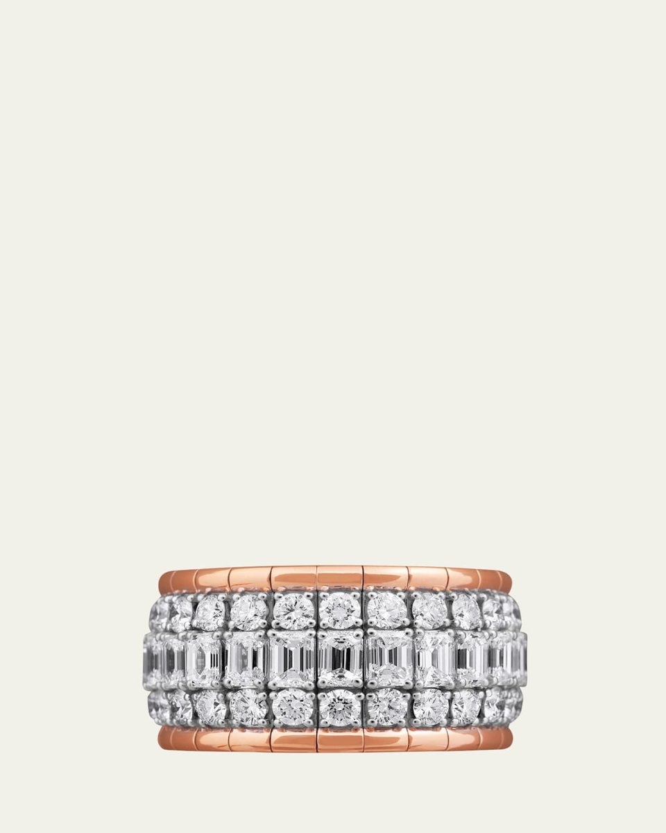 18K Rose Gold Xpandable 3-Row Diamond Ring