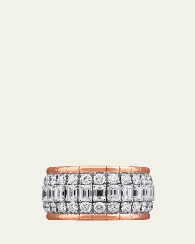 18K Rose Gold Xpandable 3-Row Diamond Ring