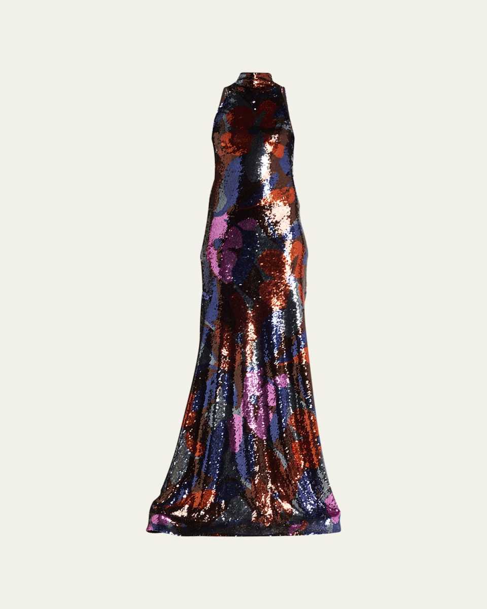 Floral Sequined Trumpet Gown