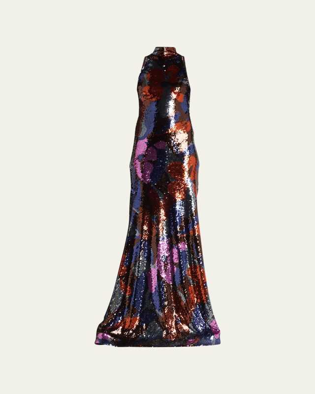 Floral Sequined Trumpet Gown