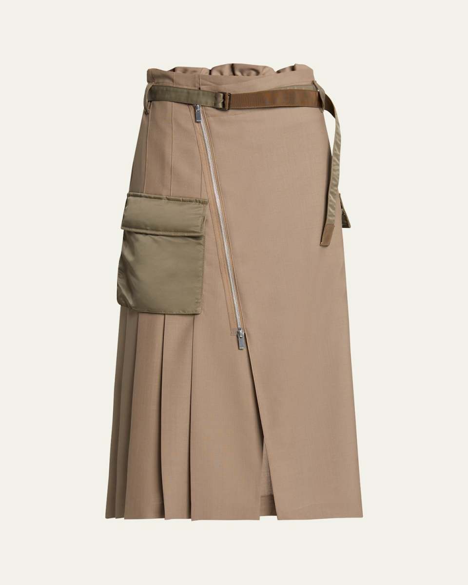 Pleated Cargo Midi Skirt