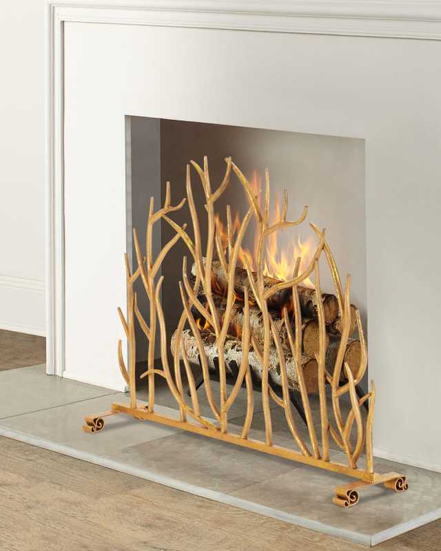 White Twig Branch Fireplace Screen