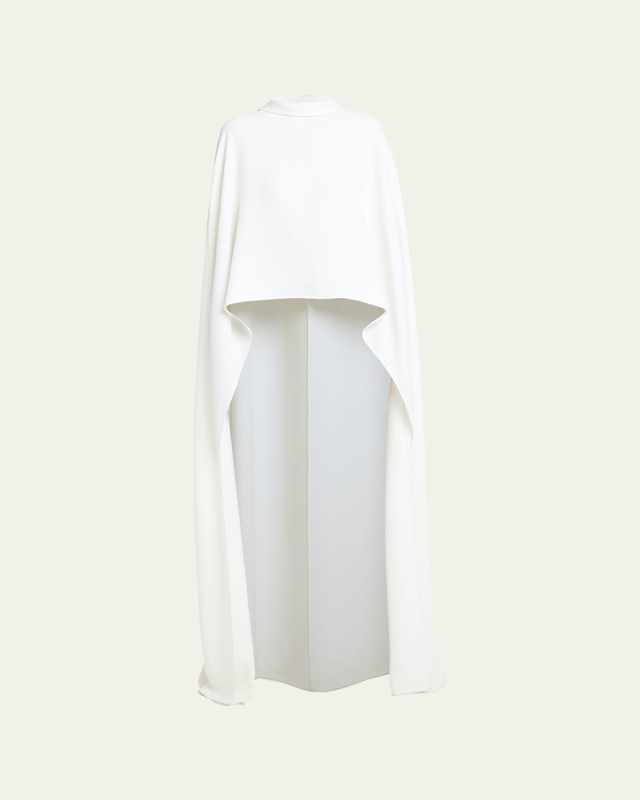 Flowy Long Cape Top with Tie Neck