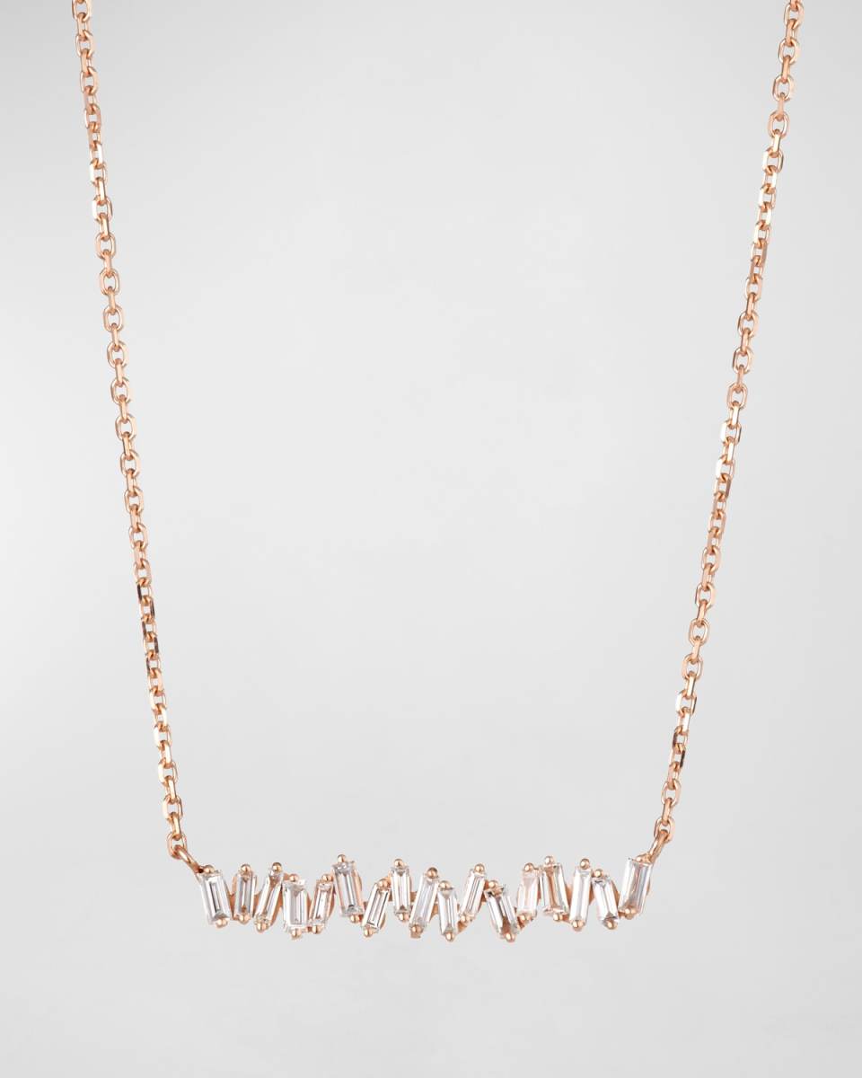 18K Rose Gold Diamond Baguette Necklace, 0.30 tdcw