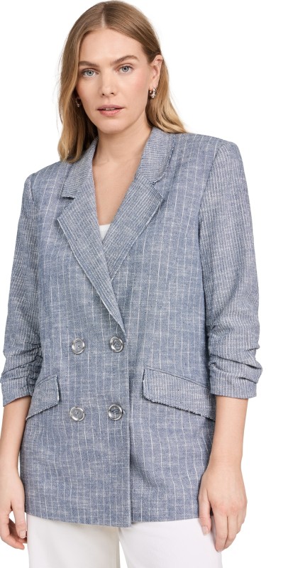 Ramy Brook Lilianna Jacket Light Indigo Cotton Stripe