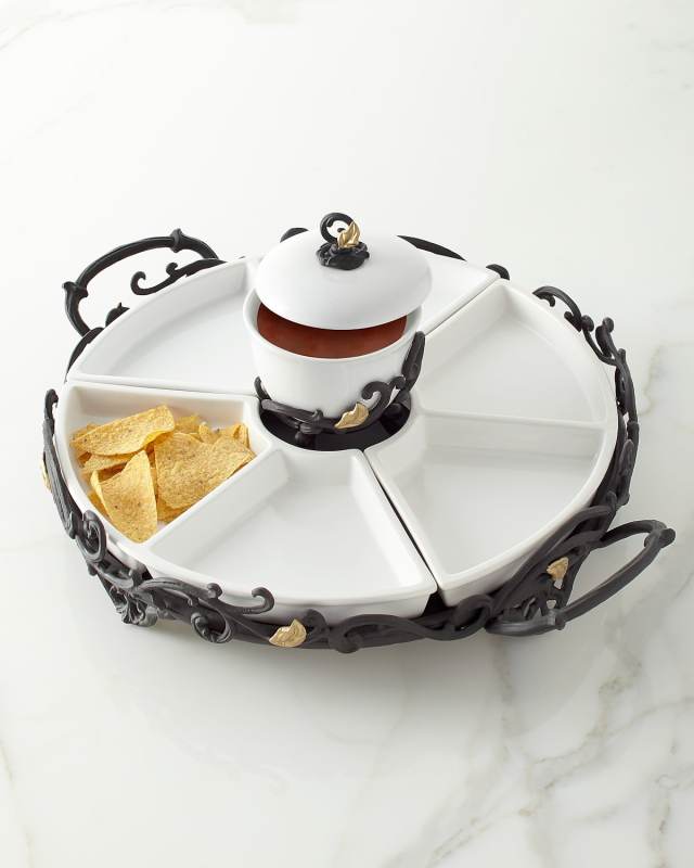 White Stoneware Crudite Server