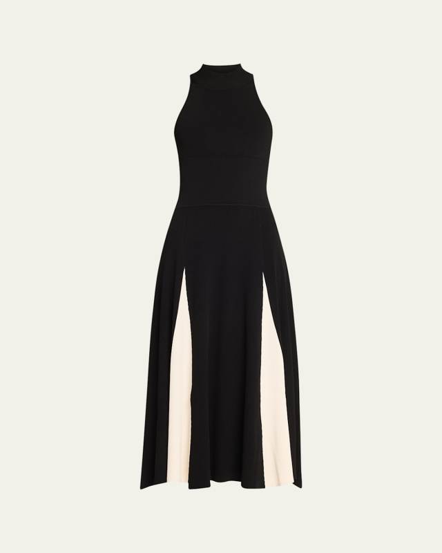 Mock Halter Neck Colorblock Dress