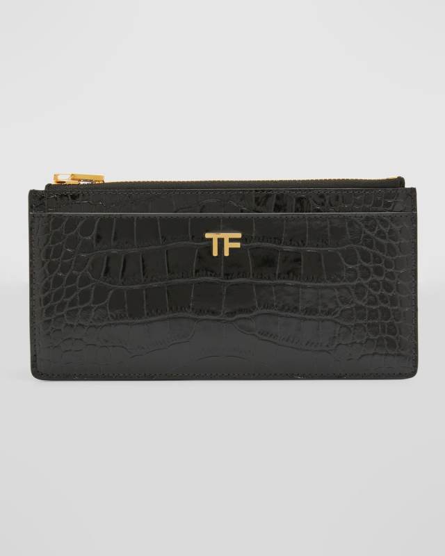 TF Multifunctional Wallet in Stamped Croc Leather
