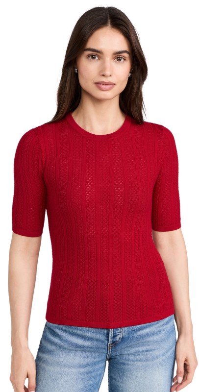 rag & bone Tina Short Sleeve Crew Pullover Red