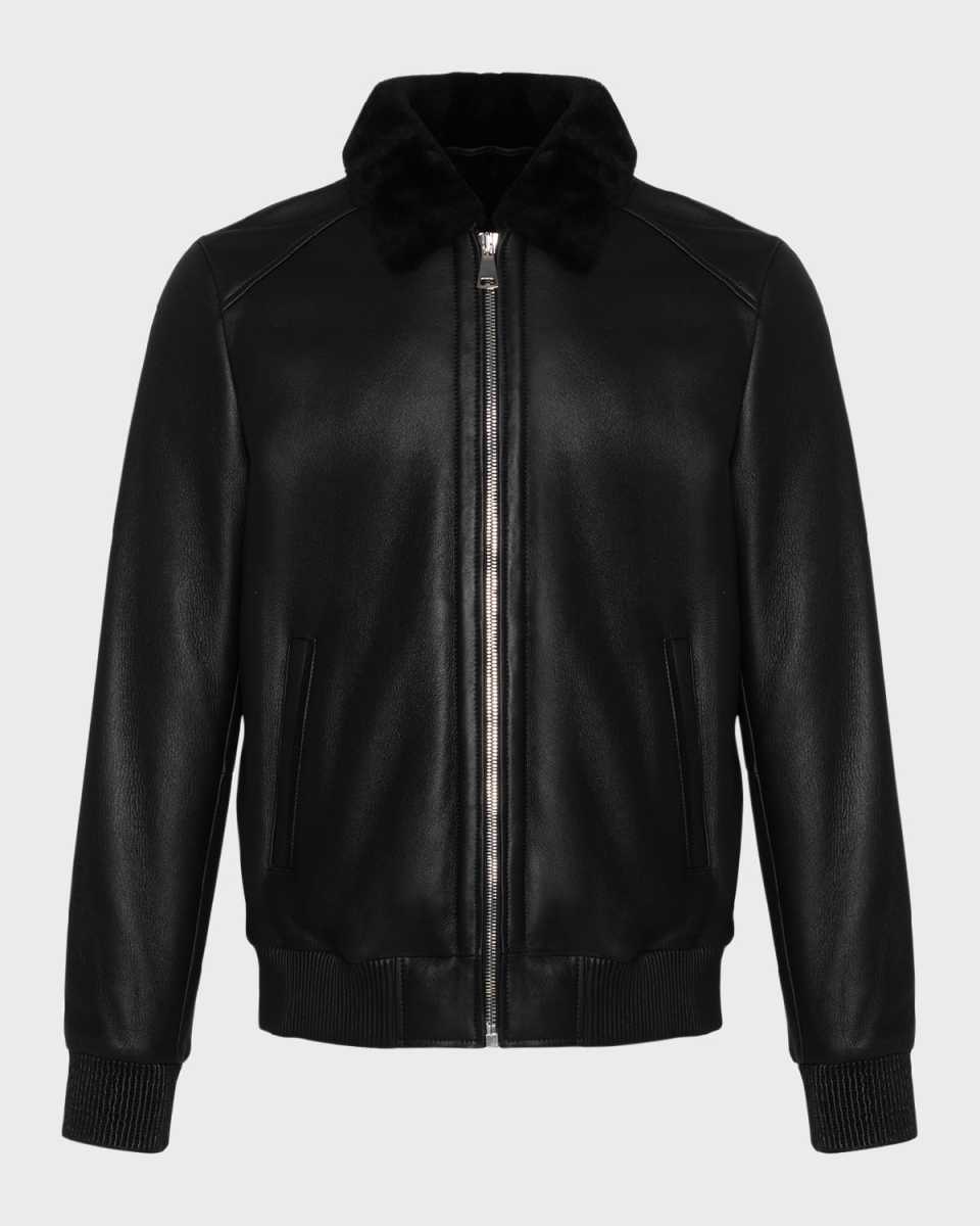 Men's Lamb Shearling Bomber Jacket
