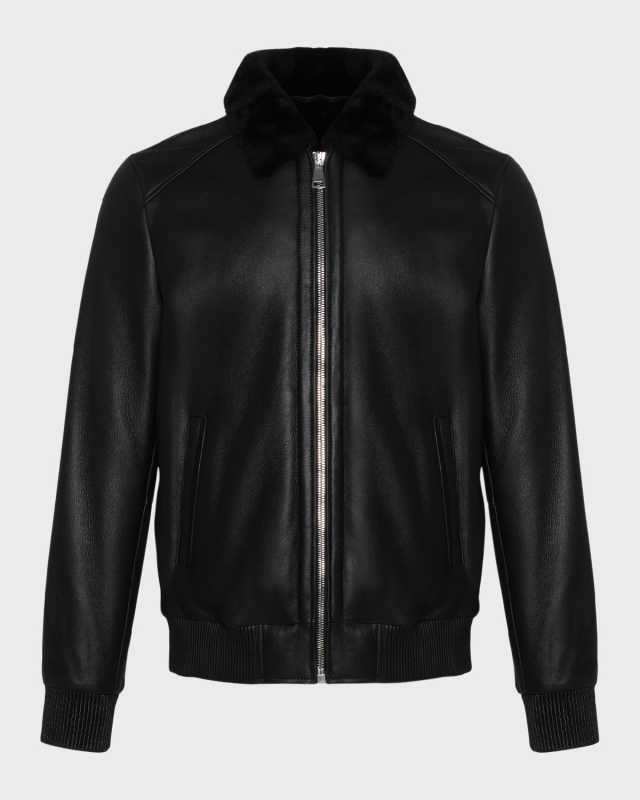 Men's Lamb Shearling Bomber Jacket