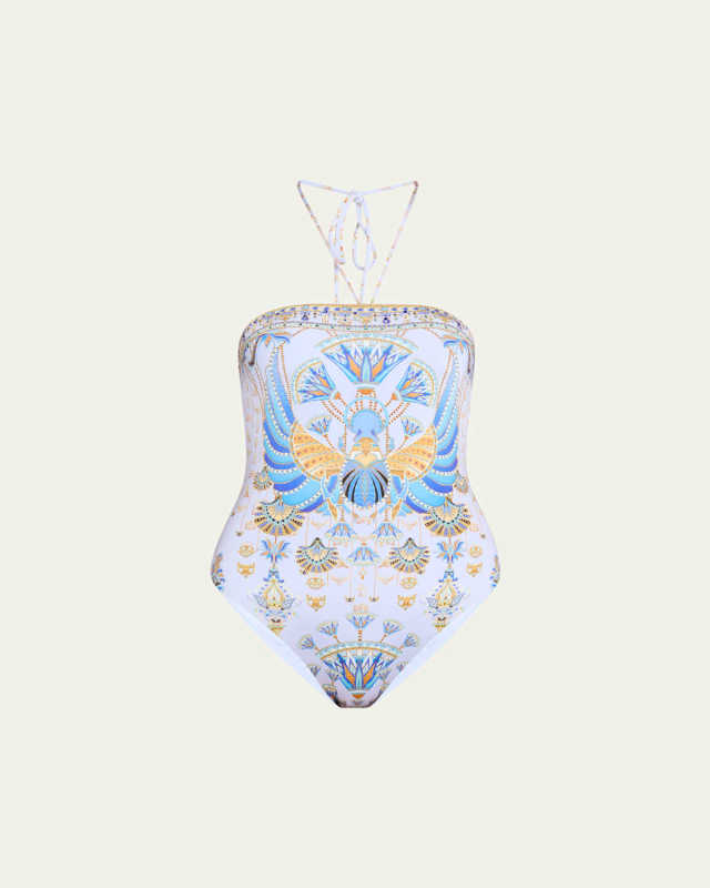 Under Scarab Skies Bandeau One-Piece Swimsuit