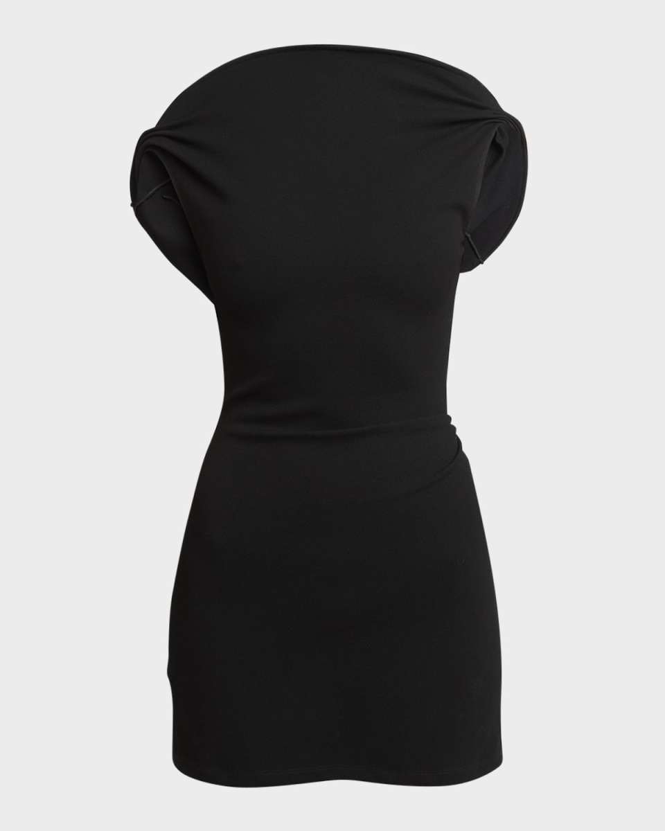 Bordo Structured-Neck Low-Back Mini Dress