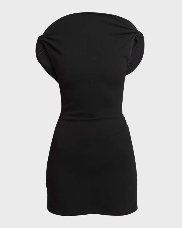 Bordo Structured-Neck Low-Back Mini Dress