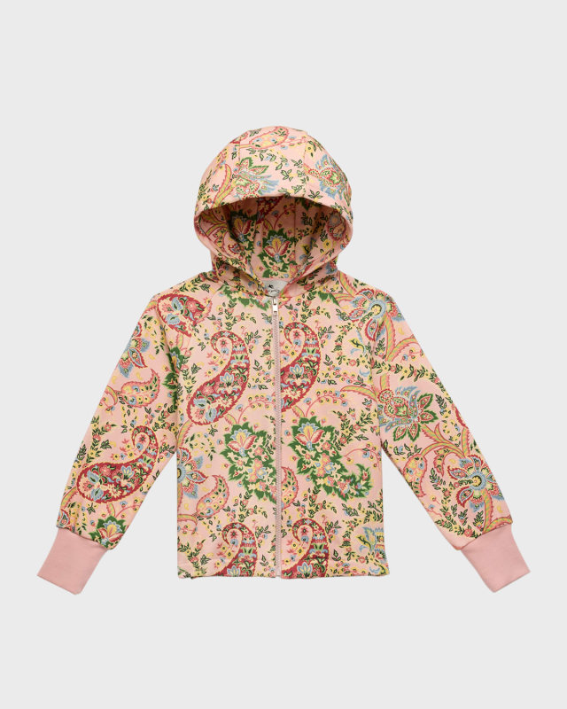 Girl's Paisley & Floral-Print Hoodie, Size 12-16