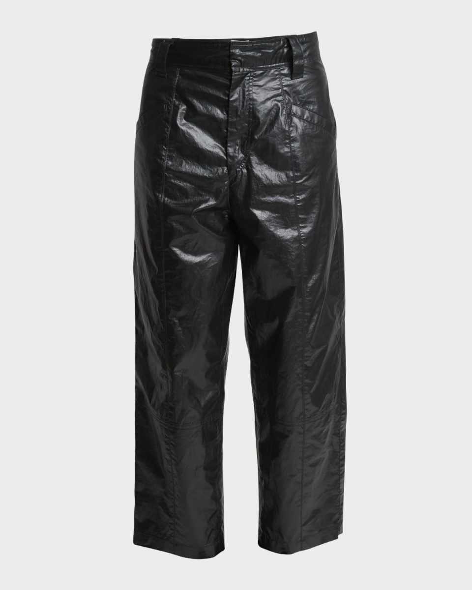 Aude Coated Woven Straight-Leg Crop Trousers