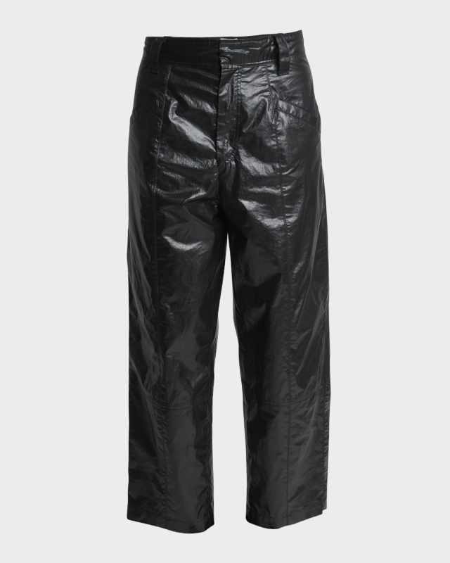 Aude Coated Woven Straight-Leg Crop Trousers