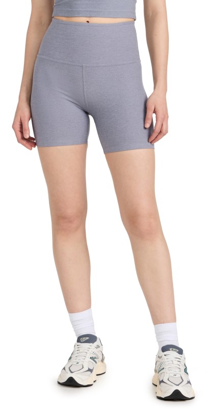 Beyond Yoga Spacedye Keep Pace Biker Shorts Cloud Gray Heather
