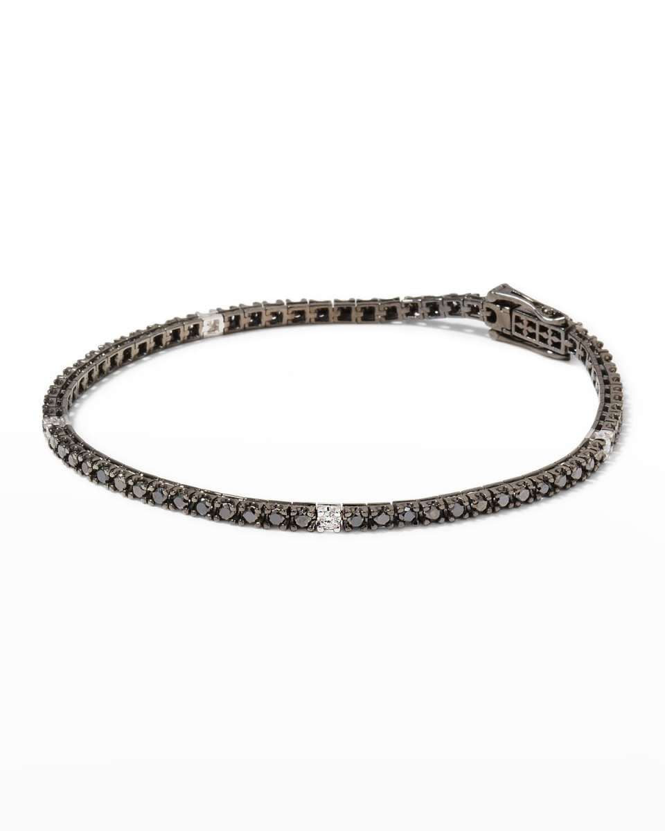 18K White Gold and Black Rhodium Black and White Diamond Tennis Bracelet