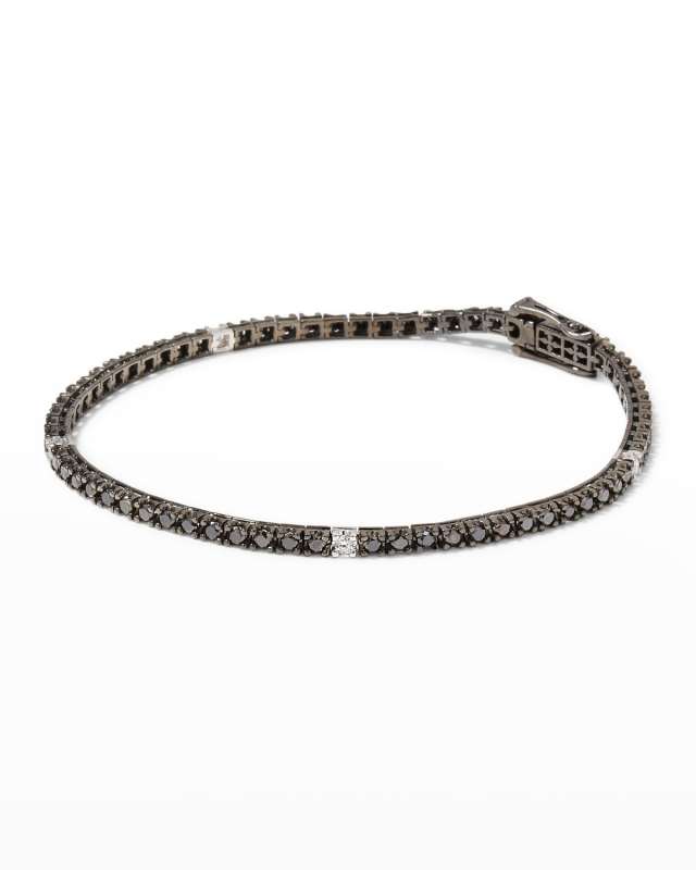 18K White Gold and Black Rhodium Black and White Diamond Tennis Bracelet