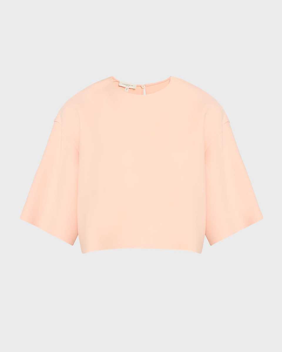 Viscose-Silk Drop-Shoulder Crewneck Blouse