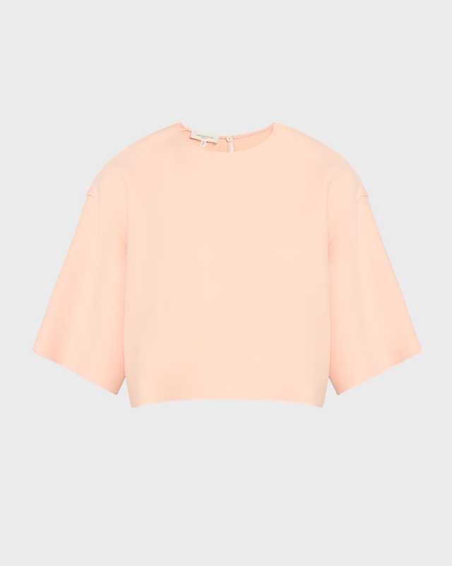 Viscose-Silk Drop-Shoulder Crewneck Blouse