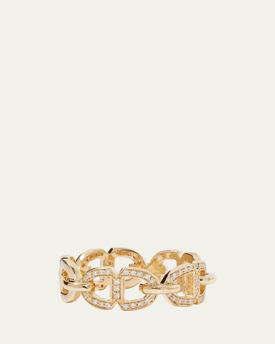14k Alternating Diamond Pave Love Link Ring, Size